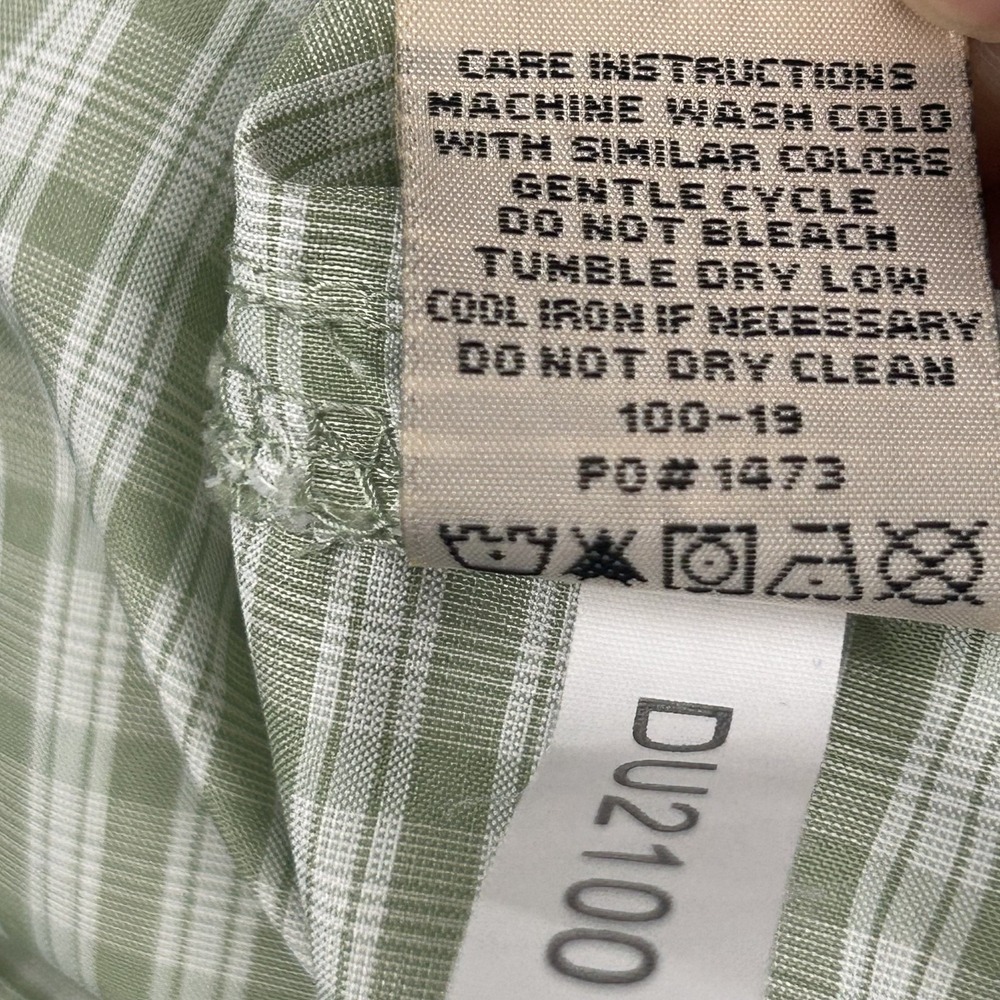 Ducks Unlimited Drake Waterfowl Shirt Large SS Button Down Green White Check - Picture 11 of 15